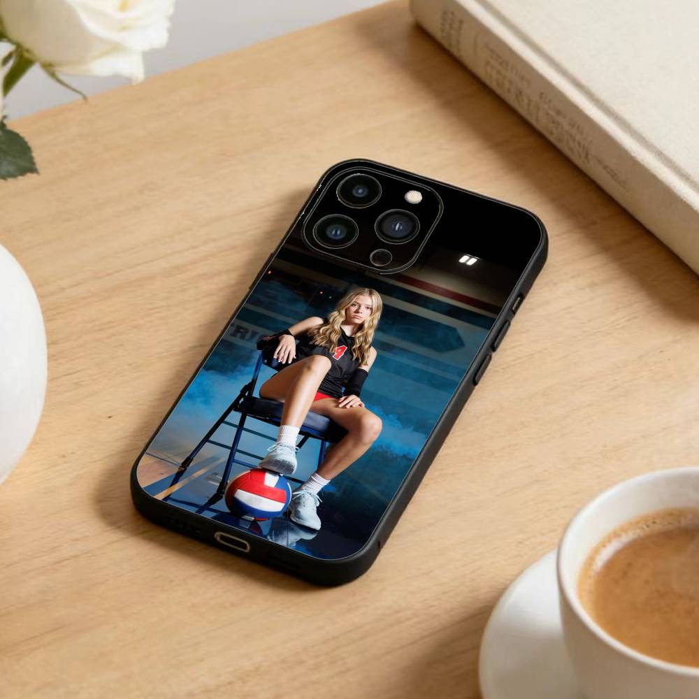 Painted Volleyball Phone Case For iPhone 16,15,14,13,12,17,Pro Max,Plus Silicone Black Case