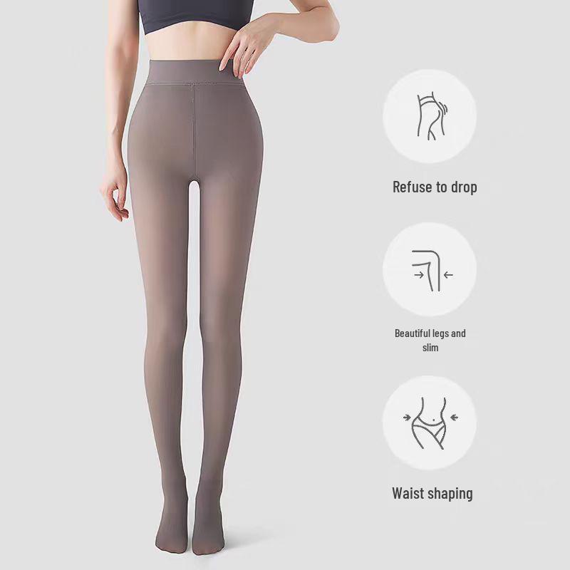 

Черные полупрозрачные леггинсы телесного цвета для женщин, эффект ню, на флисовой подкладке, плотные зимние колготки, осенне-весенний стиль, колготки, как шелк Regular Size [Height 150-165cm]