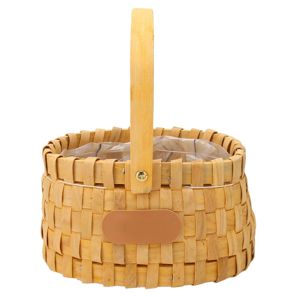 Rattan Flower Basket Safe Durable Wide Smoothing Handle Portable Handwoven Easter Basket for Party Wedding Family