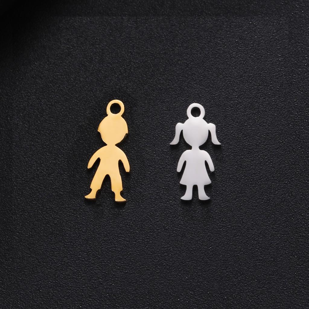 5pcs/lot Boys Charms for Jewelry Making Stainless Steel Gold DIY Necklace Bracelet Pendants Accessories