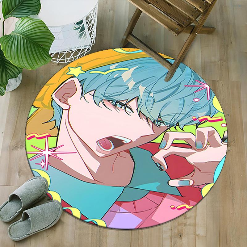 1pc KPop Demon Hunters SAJA BOYS2 Print Round Carpet Chair Round Carpet Suitable for Bedroom Living Room Home Decorative Carpet