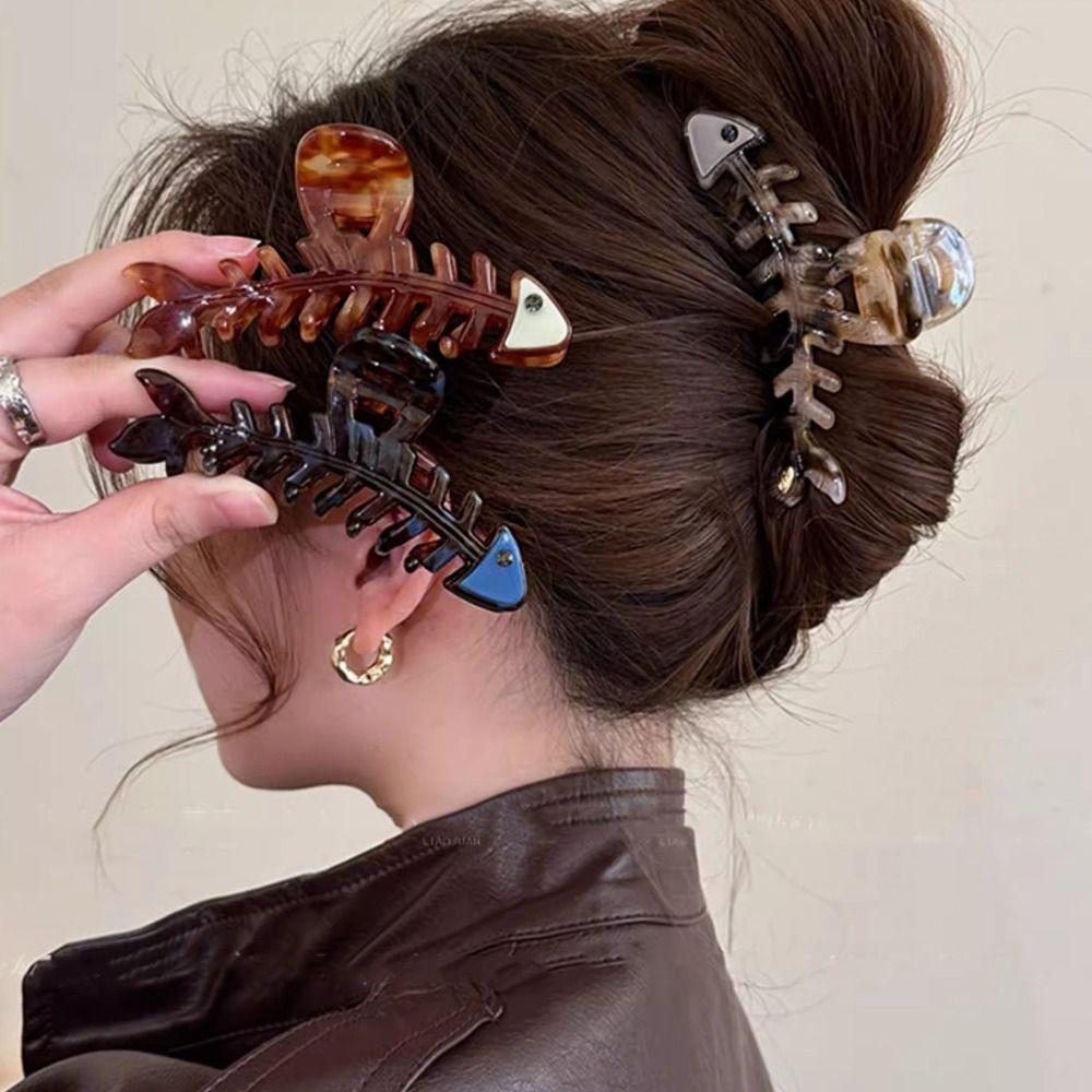 Large Animals Hair Clip Hairpin Fish Grab Clip Cute Fish Bone Shaped Hair Claw  Female