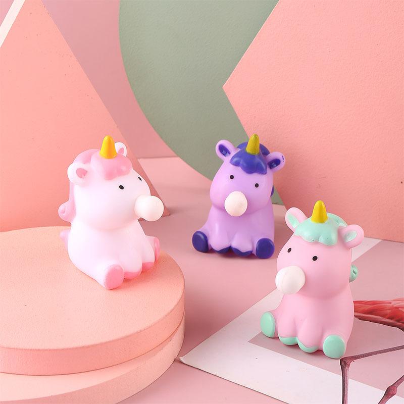 Cartoon Unicorn Soft Spit Bubble Toy Cute Animal Ball Soft Sticky Squishi Stress Relief Squeeze Ball Sensory Fidget Funny Toy