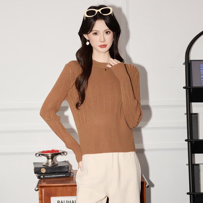 

Tluoman Women s Solid French Round Neck Knit Sweater One Size