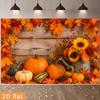 2D planar flag autumn harvest-themed banner background fabric featuring pumpkins and maple leaveszyc