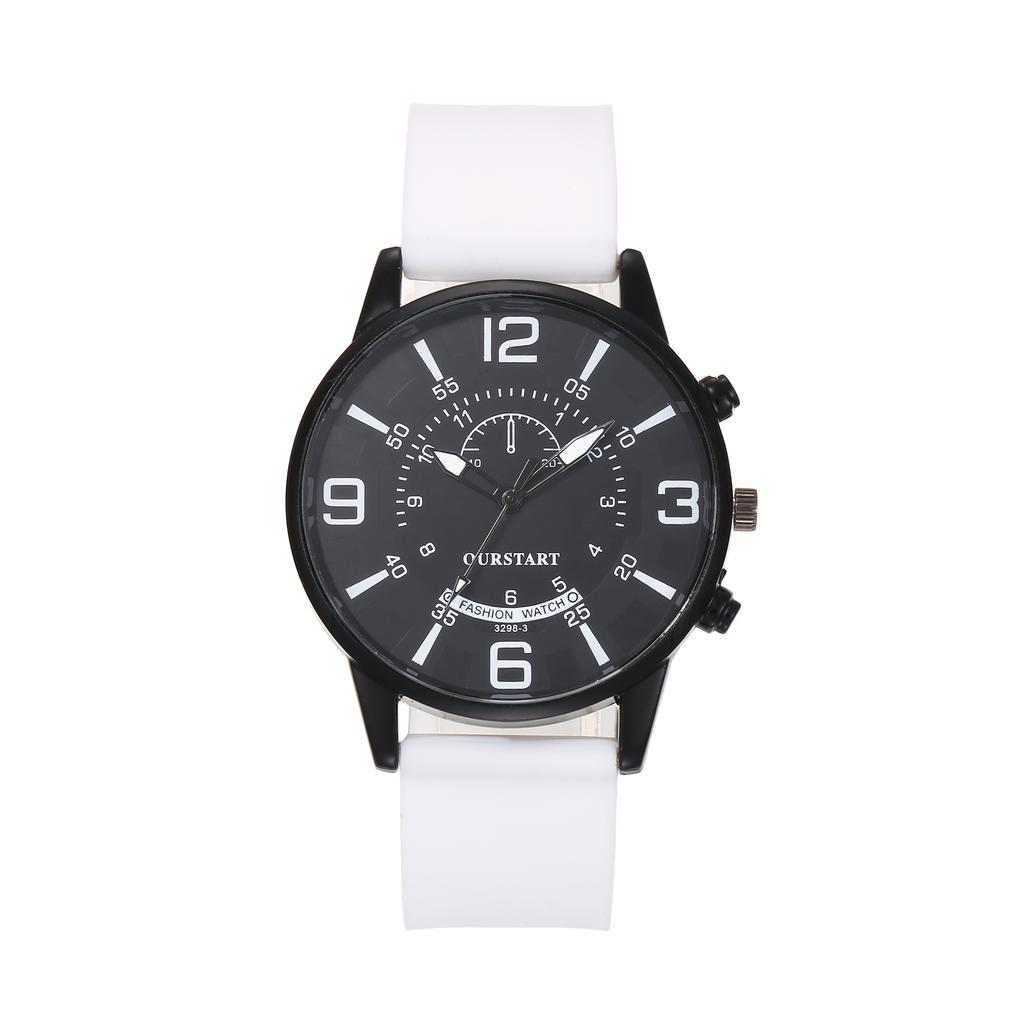 Sporty Ins High-quality Simple Trend Round Dial Pointer Style Silicone Strap Men's Watch