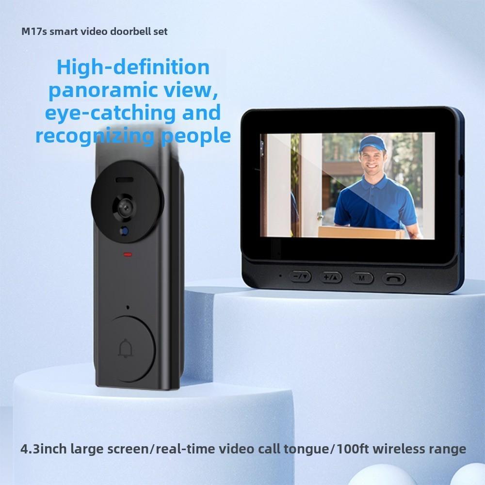 2.4G HD Doorbell Camera 4.3 Inch IPS Screen Smart Door Bell Home Office Apartment Video Intercom Door Camera