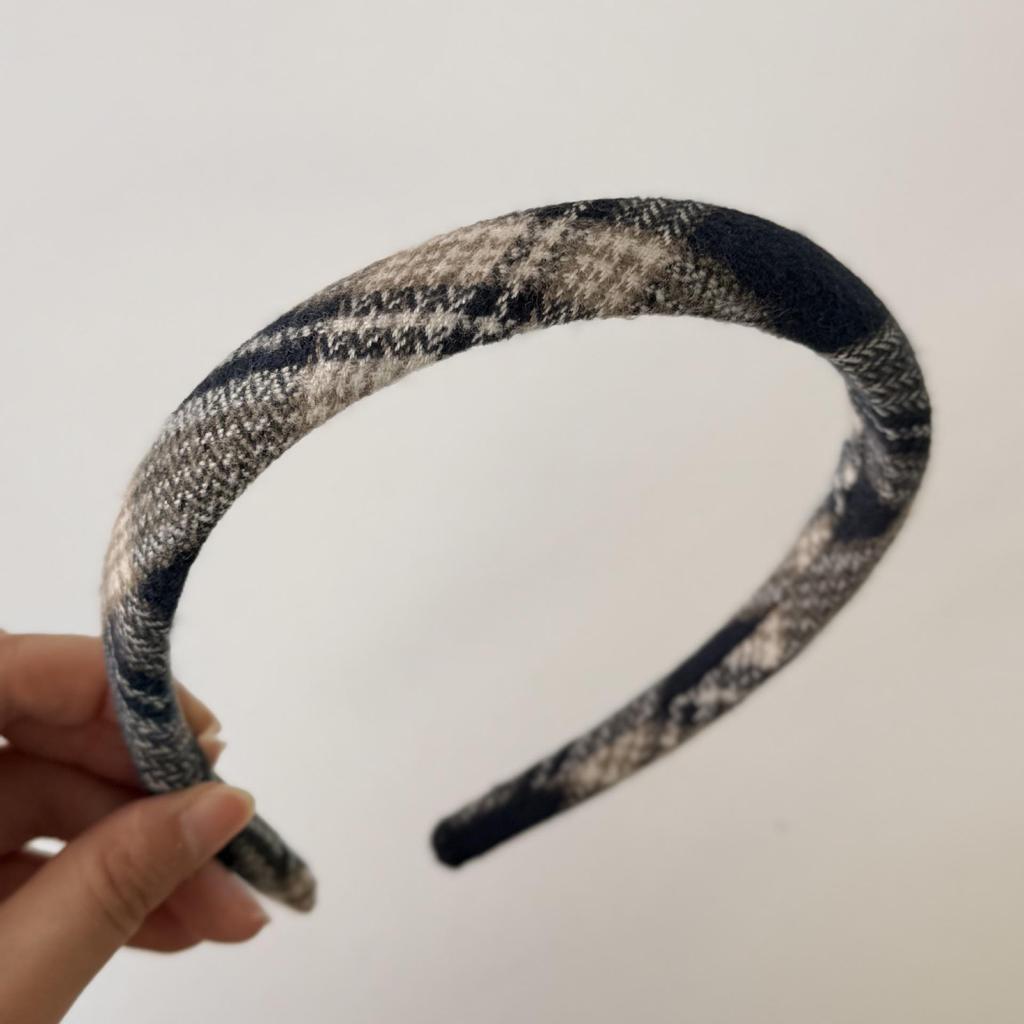 Korean Retro Plaid Bow Hair Tie - Women's High Skull Headband, New for Early Autumn 2025