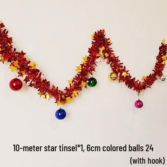 10m Dark Green Tinsel Ribbon & Feather Boa Christmas Tree Ornaments Set