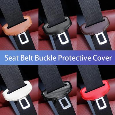 1PCS Universal Car Seat Belt Buckle Cover Protector Anti-colisão Case PU Couro Proteção Desgaste Acessórios Interiores Do Carro
