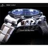 Forsining Men's Fashion Casual Blue Hollow Waterproof Automatic Mechanical Watch GMT1114-8-A