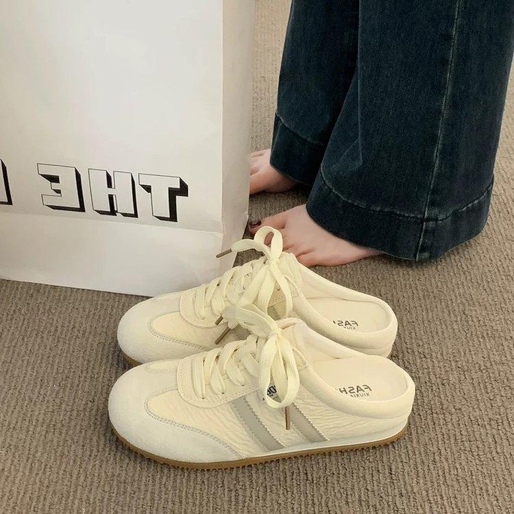 Baotou slippers women's summer wear new shoes half drag white shoes one pedal casual shoes