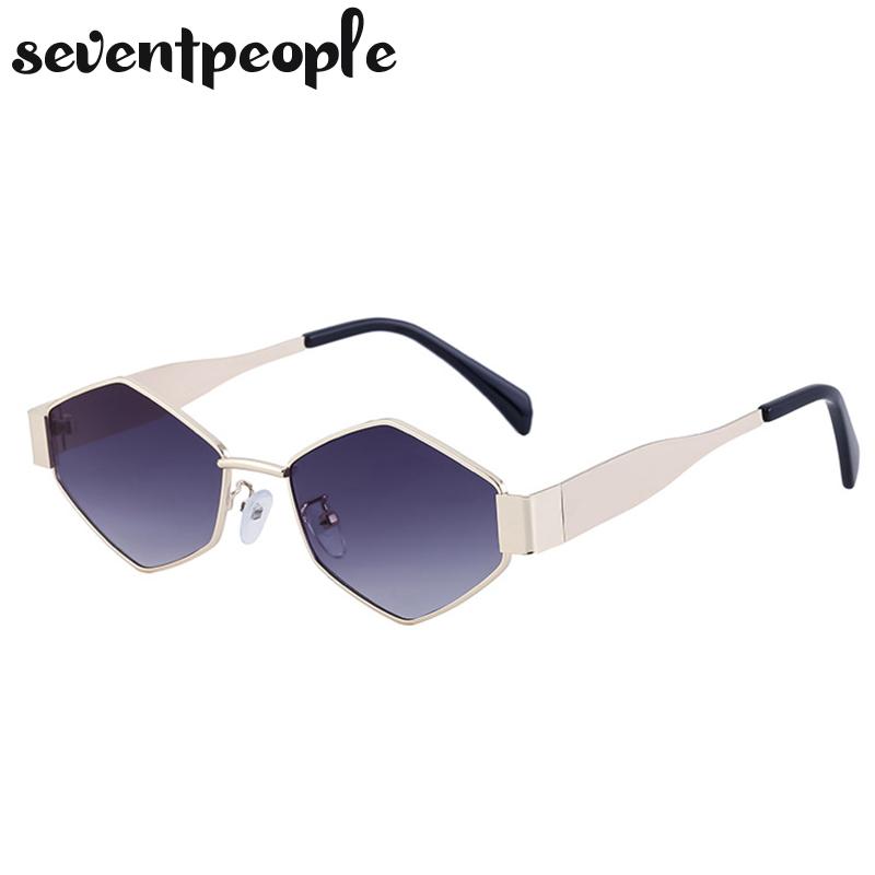 Small Frame Polygonal Sunglasses Women Luxury Brand Designer Metal Punk Sun Glasses For Men Vintage Rhombus Sunglass Shades