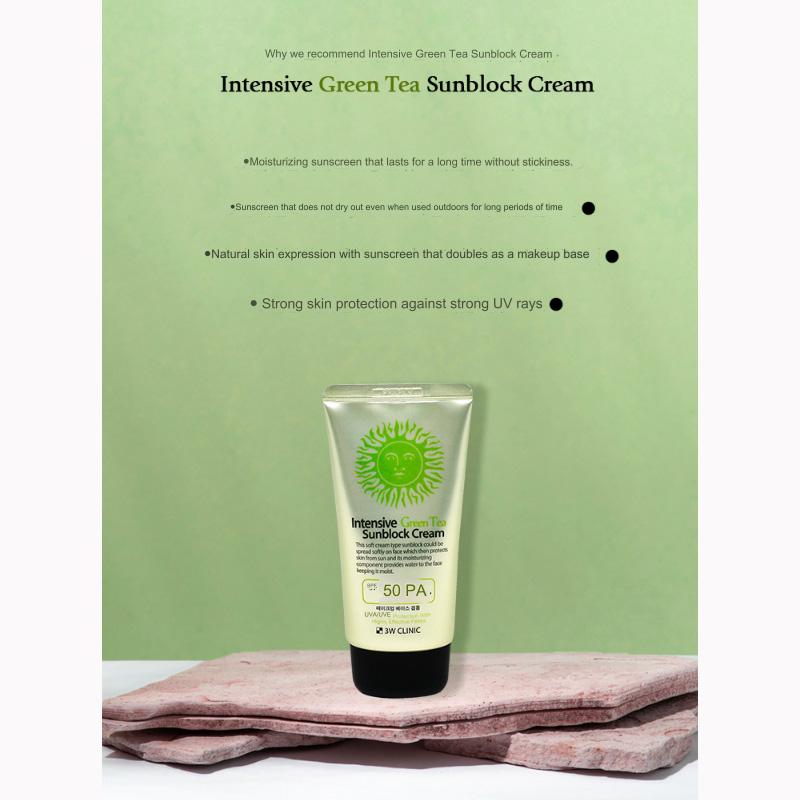 3w Clinic Crème solaire/écran solaire intensif au thé vert ou à l'aloès 70 ml (8 possibilités)