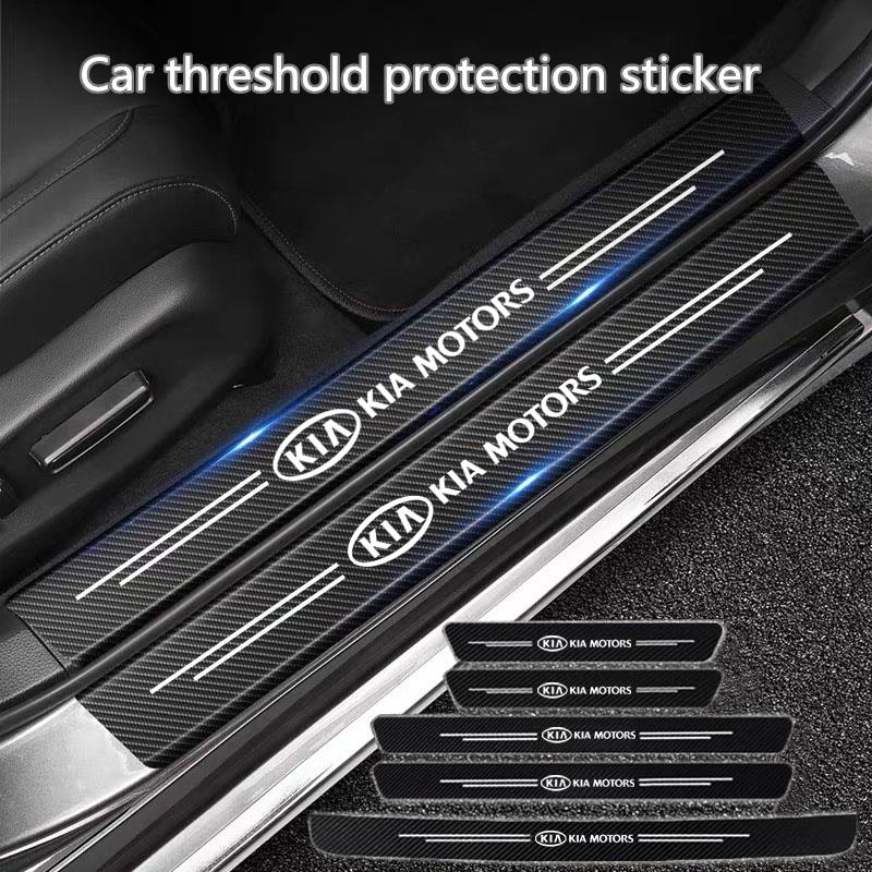 TWBQ7 Car Door Sill Plate Protective Stickers Anti Scratch Decal For KIA KN K3 K5 Sportage Sorento Picanto Ceed RIO 2 3 4 Accessories