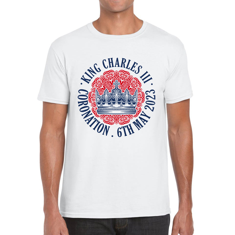 King Charles III Coronation 6th May 2023 Royal Crown CR III Ruling Monarch Of England United Kingdom Mens Tee Top XL
