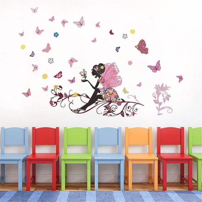 The New Butterfly Beautiful Faery Bedroom Waterproof Sitting Room Background Wall Stickers Can Be Removed