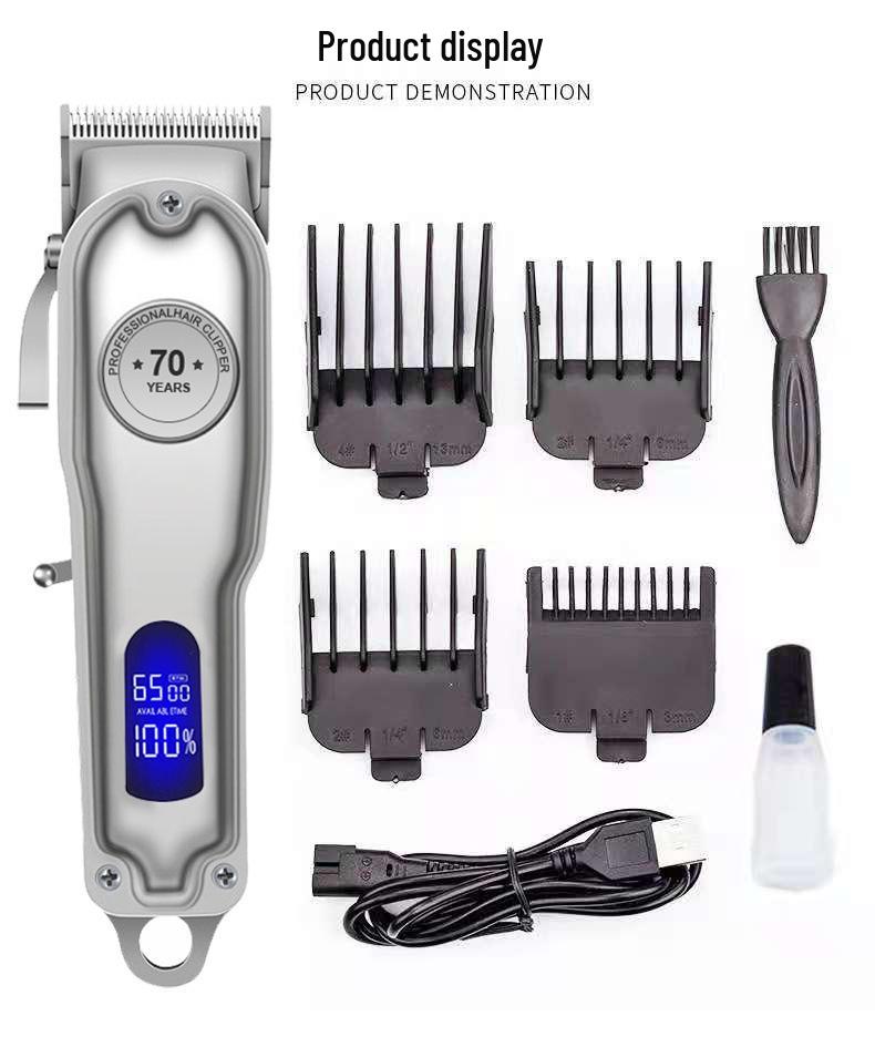 Professional Retro Electric Hair Clipper: High-Power, Waterproof Trimmer for Men's Salon and Home Use