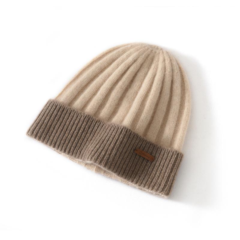 New pure cashmere wool hat men's autumn and winter thickened warm knitted hat female couple Consinee