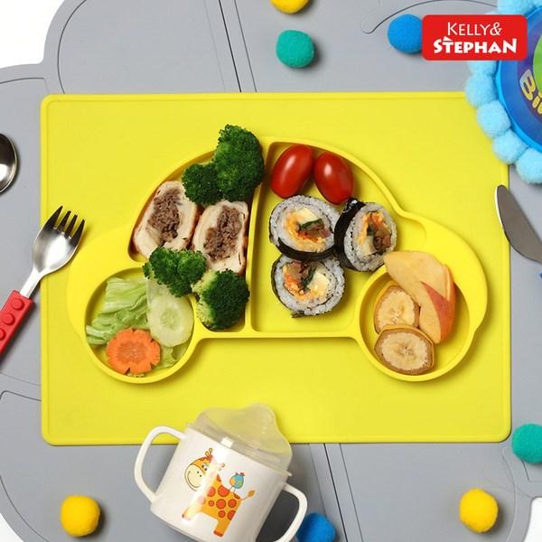 Kelly & Stephen Silicone Suction Plate - Owl (2 Colors) Children's Food Tray Baby Food Tray Daycare Food Tray, 1 Piece, K110 Owl_Pure Gray
