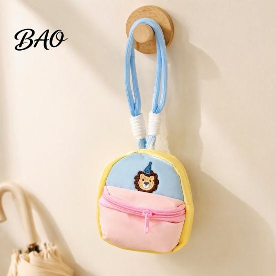 Macaron Color Headphone Case Small Coin Purse, Style Mini Backpack Pendant with Lanyard, Lightweight Durable Fabric Purse Pouch Double Zippered