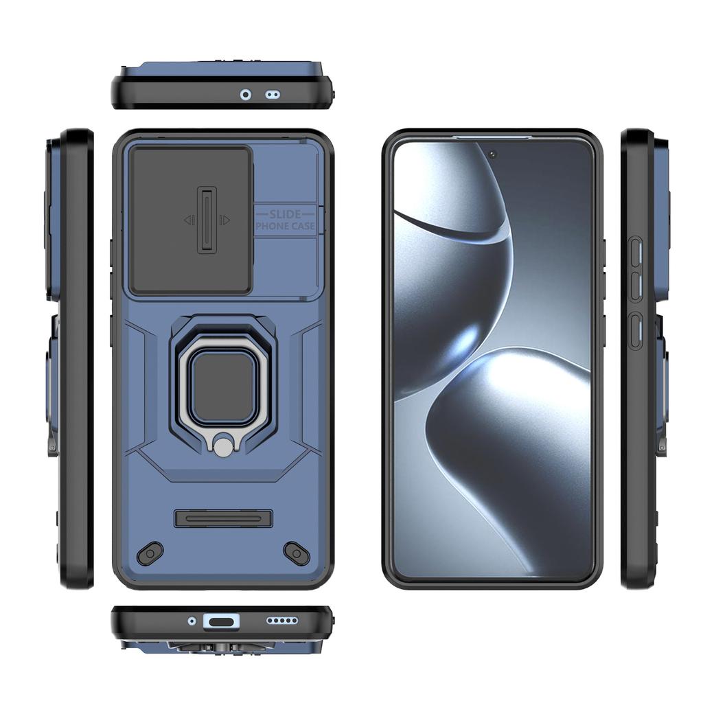 For Xiaomi 14T Pro Case PC+TPU Kickstand Phone Protector with Lens Cover