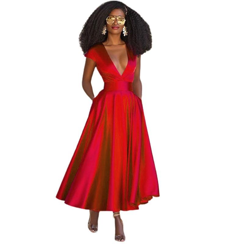 

Женское платье с V-образным вырезом S красный