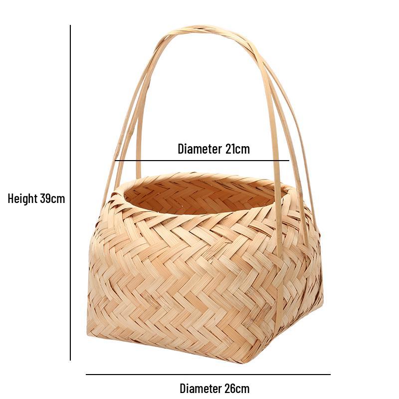 

Large Bamboo Weaving Basket with Handle - Ideal for Eggs, Fruit, Gifts, or Shopping