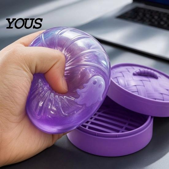 Sensory Fidget Toys for Kids Ghost Dumpling Stress Ball with Steamer, Maltose Slow Rising Squeeze Toy, Fun Gadget Reduction Halloween Toy Anxiety