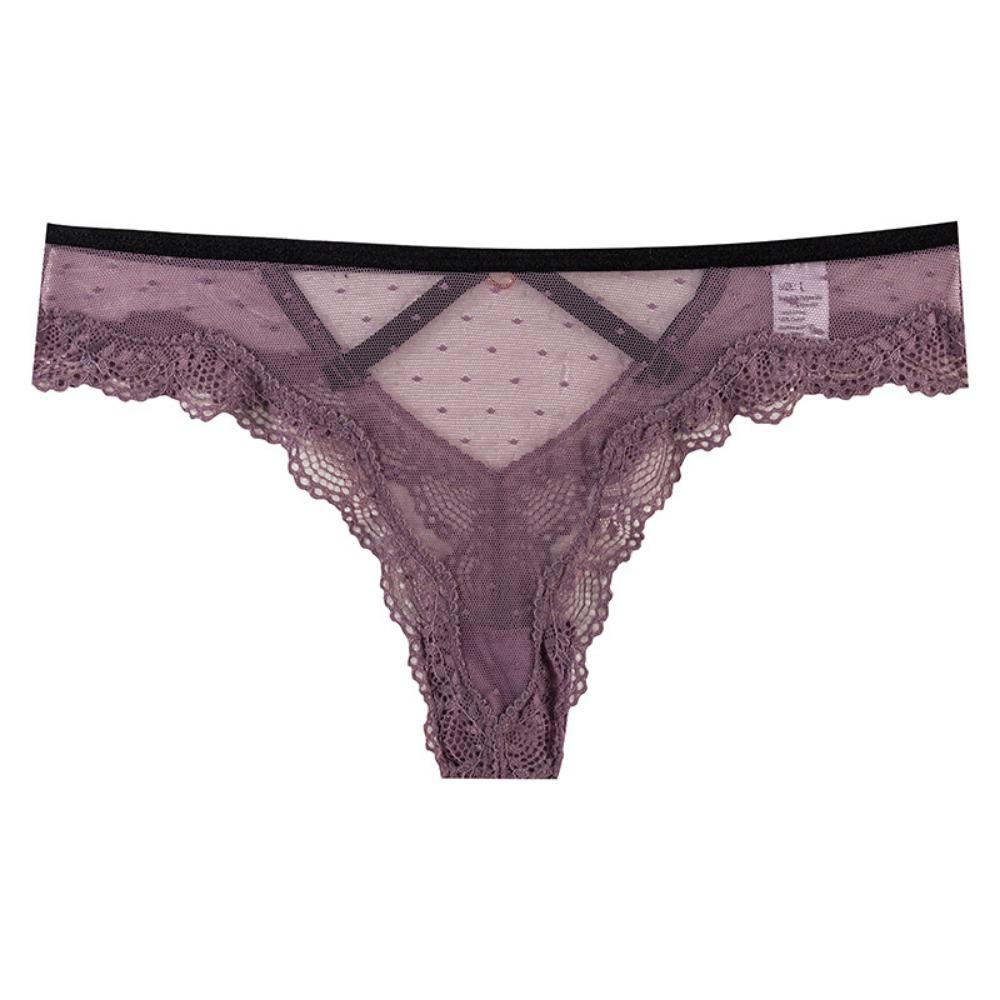 European and American Lace Underwear Hollow Sexy Pure Wind Underwear Cross-border Underwear Foreign Trade Briefs Lace Solid Color Underwear