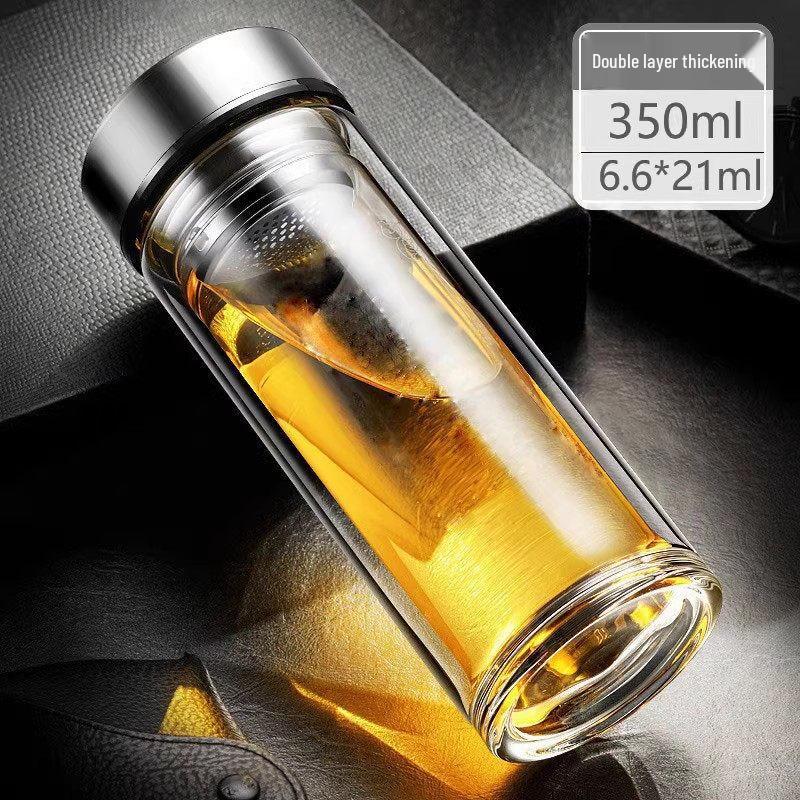 ZISIZ Portable Double-Wall Glass Tea Tumbler