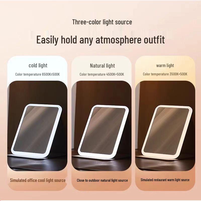 Portable Lighted Folding Makeup Mirror for Desk & Travel