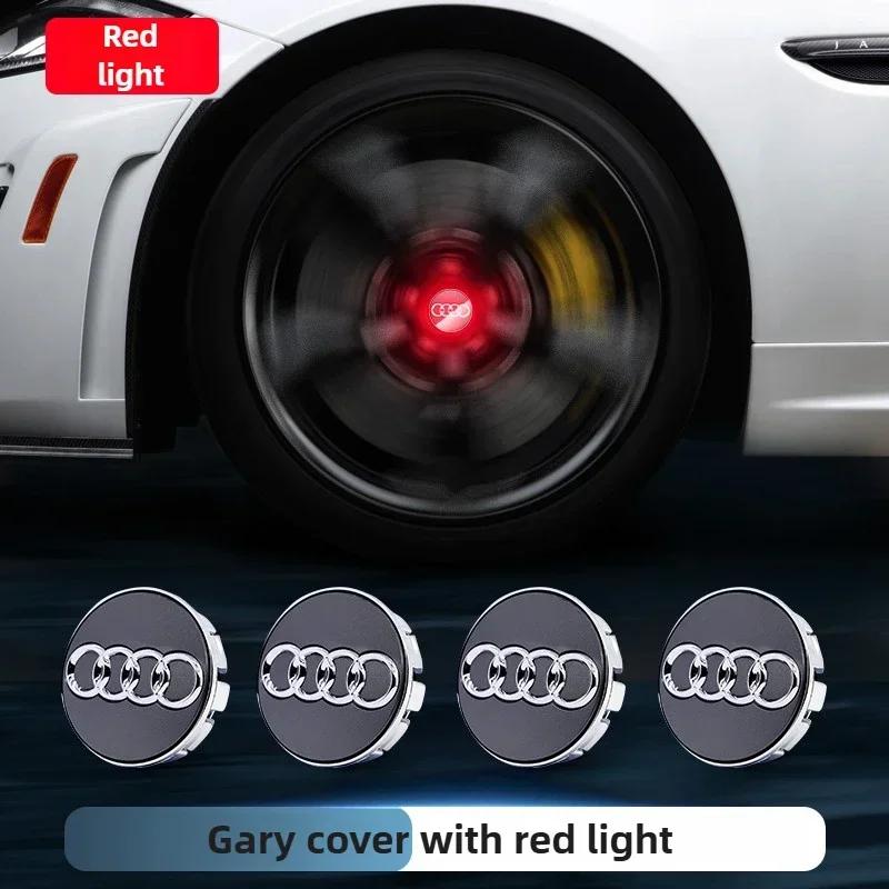 For Audi  A84Pcs 60mm 61mm 69mm LED Wheel Center Hub Cap Light Floating Illuminated Cover for Audi A3 A4 A5 A6 Q3 Q5 Q7 etc