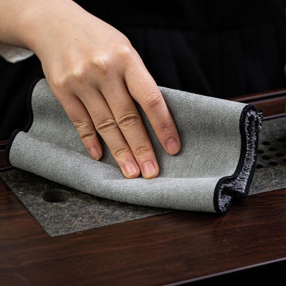 4 Pcs/Set Water Absorption Vintage Tea Towel Embroidered Pattern Double-sided Zen Tea Cloth Soft Thickened Tea Table Pad