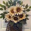Summer Spring Wreaths, Wreaths for Front Door, Sunflower Door Hanger Basket Wreath for Home Decoration Wedding Decor