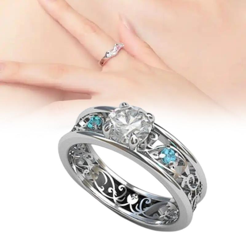 Inlaid Sapphire Rings Women Jewelry Decoration Fashion Gifts Design Elegant
