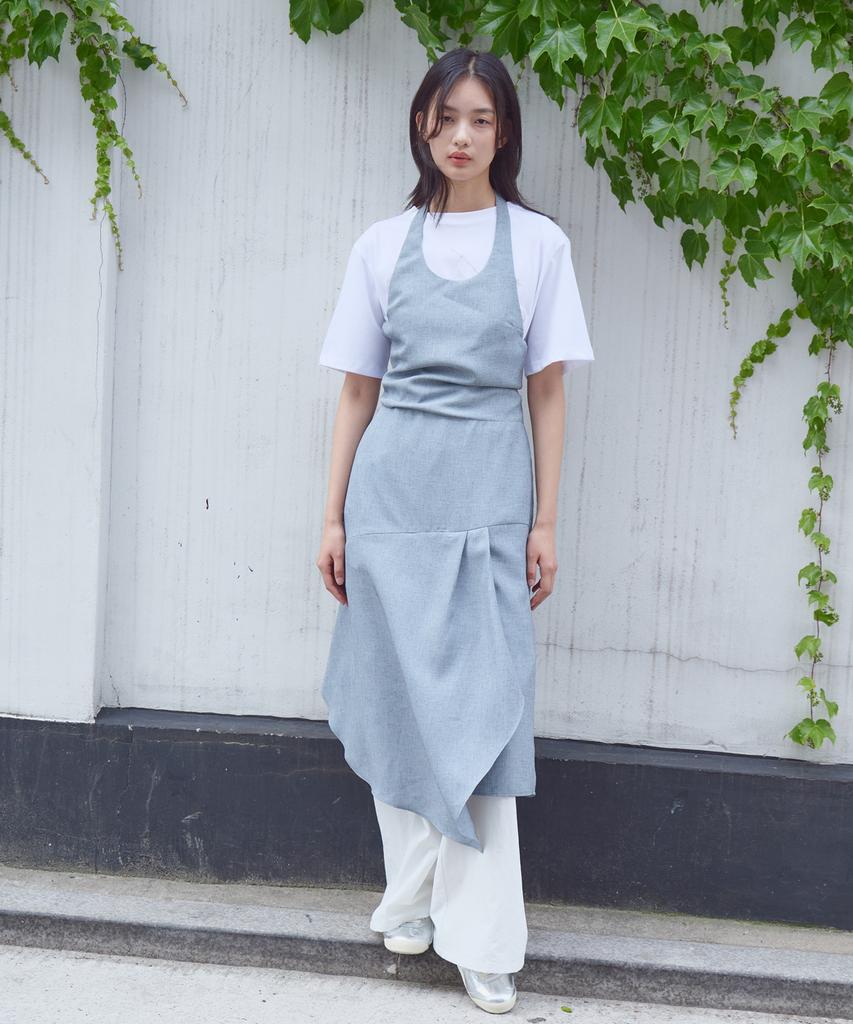 Piiipi Origami Apron Two-Way Halterneck Dress_Blue