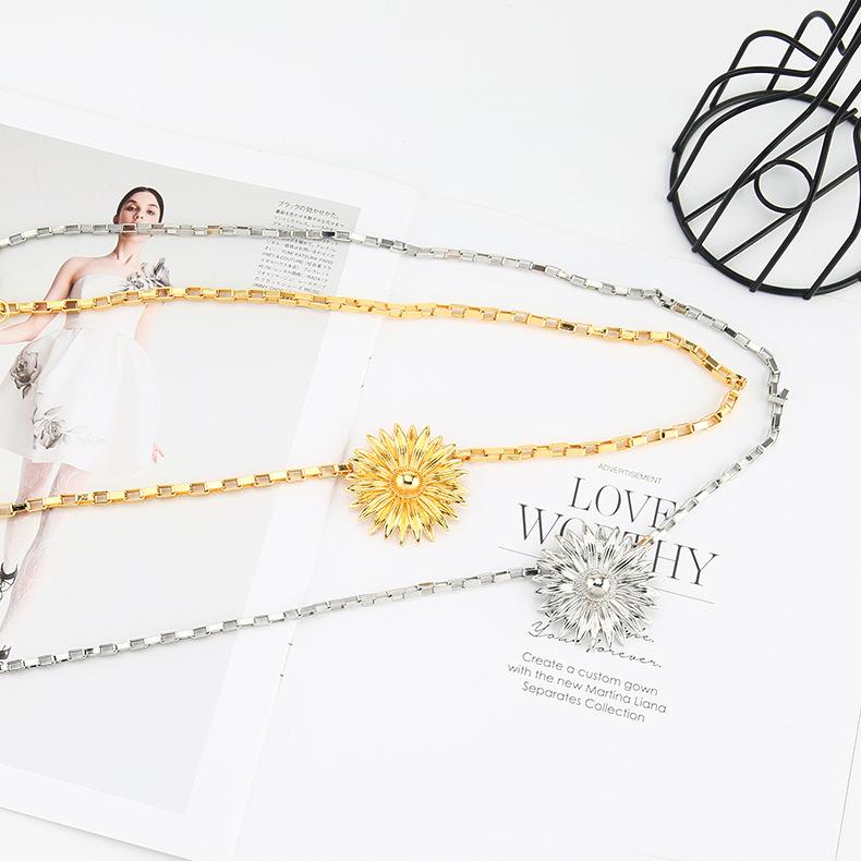 Light Luxury Sunflower Waist Chain Women'S Niche Texture Retro Small Daisy Belt Chain Accessories Retro