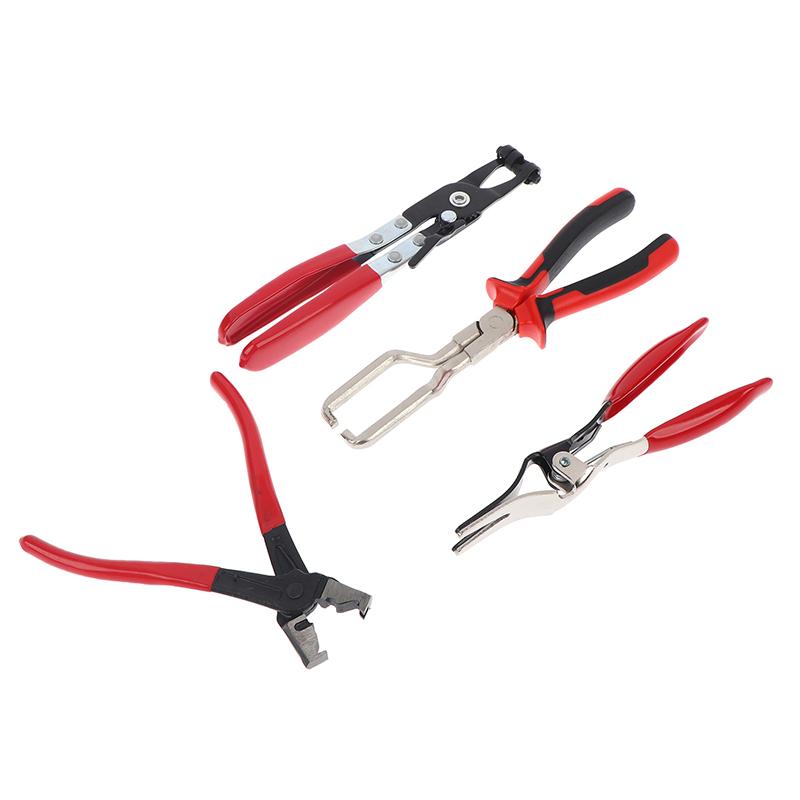 Universal Hose Clamp Pliers 4Pcs Set for Car Oil Pipe Separation Heavy Duty Filter Clamp Tools Mechanic Engine Repairs