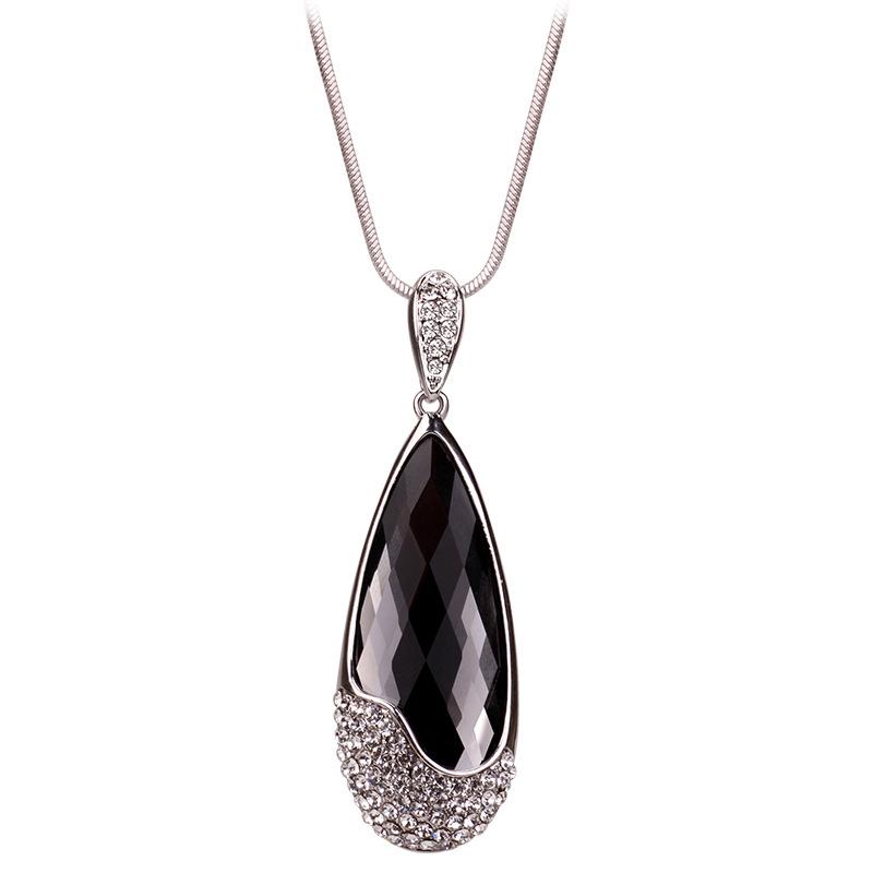 Crystal Sweater Chain Autumn And Winter Versatile Long Big Water Drop Necklace Women'S Clothes Accessories