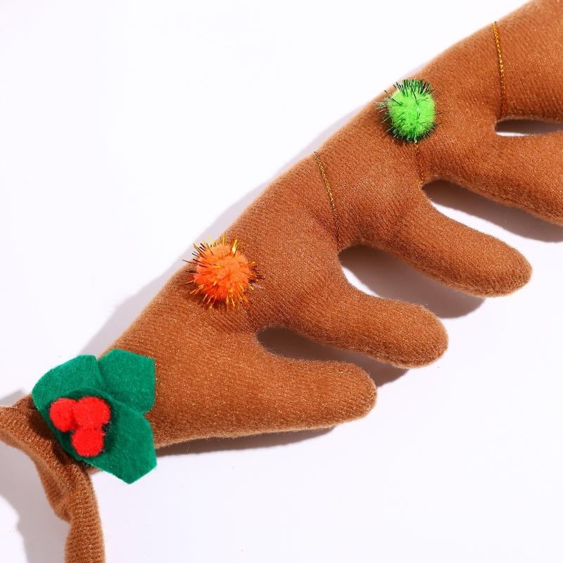 Adjustable Brown Deer Antlers Headpiece Mistletoe Costume Accessory For Adults Kids Seasonal Event