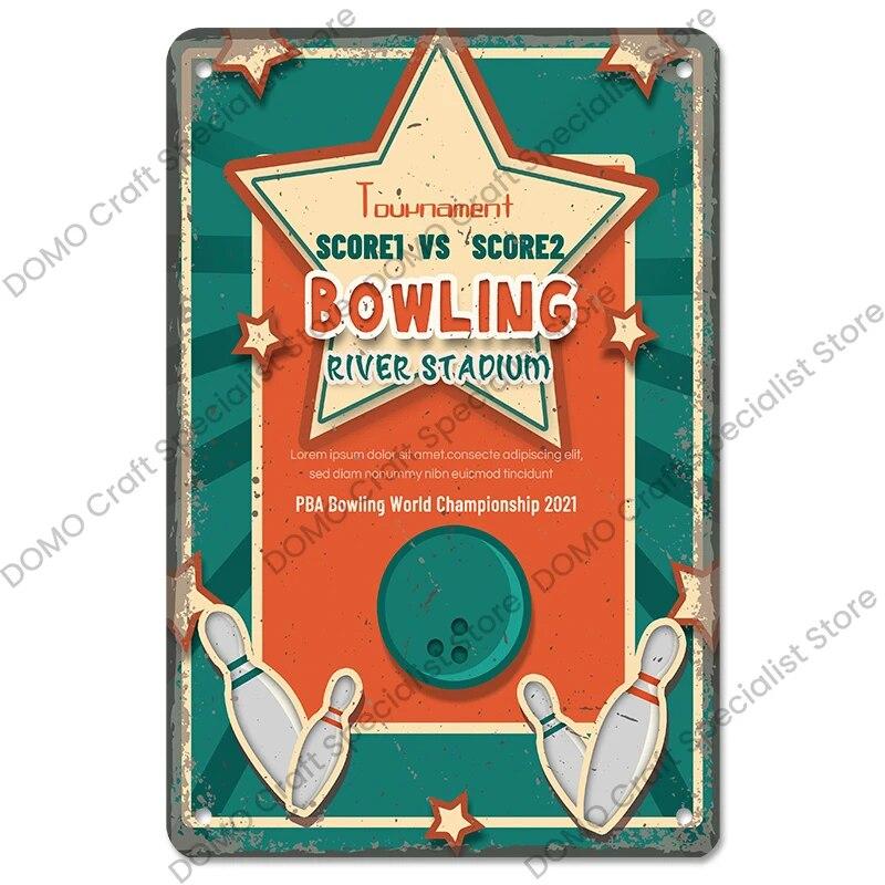 Ball Game Poster Vintage Metal Sign Plaque Billard Bowling Rugby Football Metal Tin Signs Wall Decor For Gym Garage Bar Pub