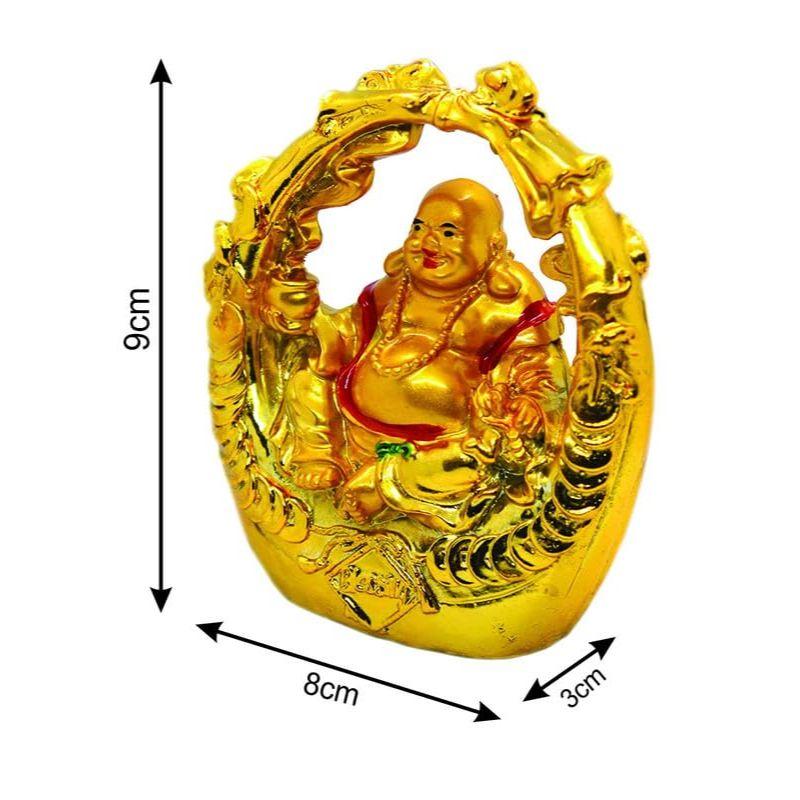 Laughing Buddha On Swing Idol Statue Showpiece Happiness and Money Wealth Sitting Idol for Home Decor Living Room Bedroom Office Table Decorative