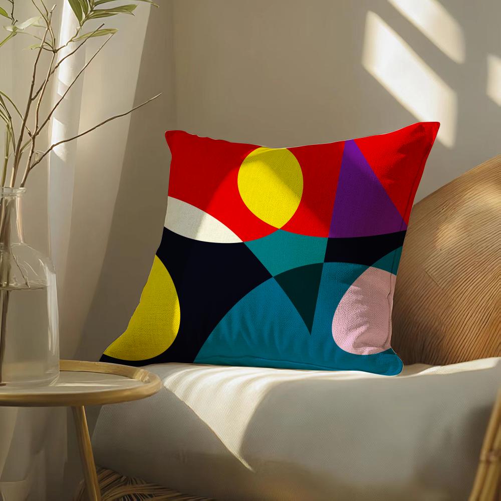 Abstractcurvecontrastingcolors Pillow Case Pillowcase, Double-Sided Printed, Sofa Cushion, Bedroom Headboard
