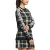 Adidas Plaid Crew Neck Casual Long Sleeve T-Shirt Women Tops Black HY0906