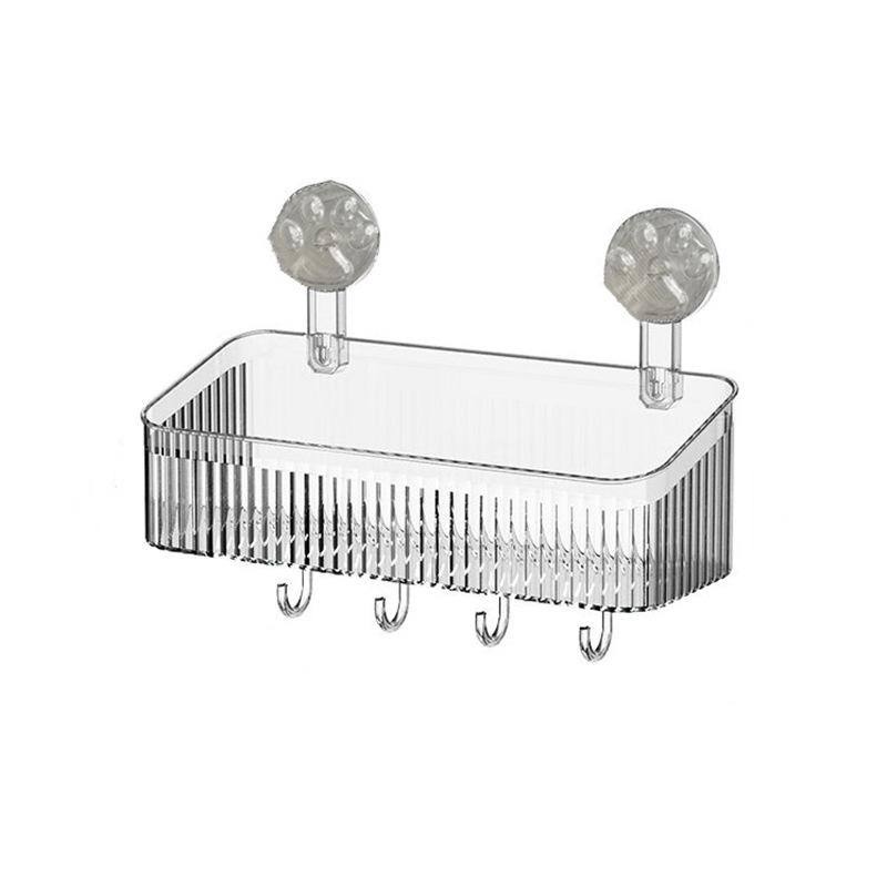 

Коробка для хранения косметики для раковины в ванной на присосках - Настенная, не требует сверления With four hooks серый/прозрачный