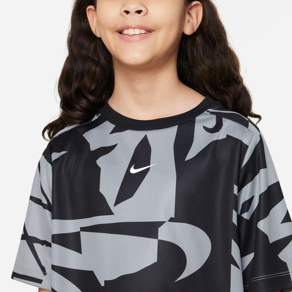 Nike Dri-FIT Multi-Print Rundhals Casual Kurzarm T-Shirt Kinder Tops Schwarz FB1287-065