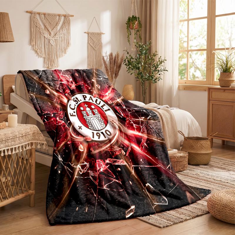FC St. Pauli Football Print Flannel Blanket Soft Warm Sofa Bed Throw Blanket For Home Office Bedroom