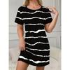 Summer Short Sleeved Dress for Women, Sexy and Elegant Dress, Round Neck Casual Loose Dress