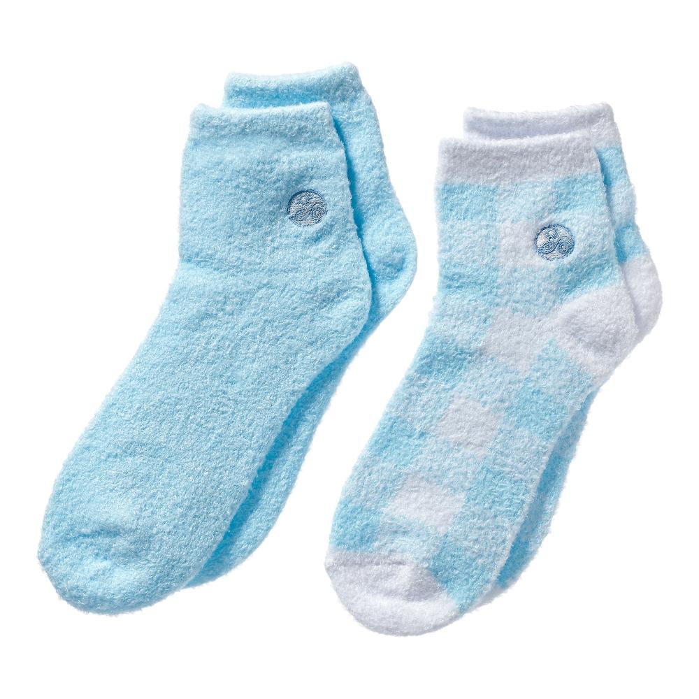 Earth Therapeutics Plaid   Solid Blue Aloe Socks 2 Ct